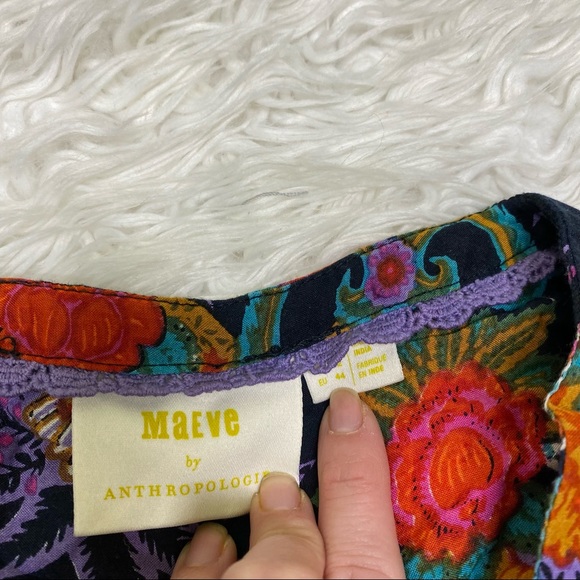 Anthro Maeve Carter Floral Tie Front Blouse - Picture 3 of 5